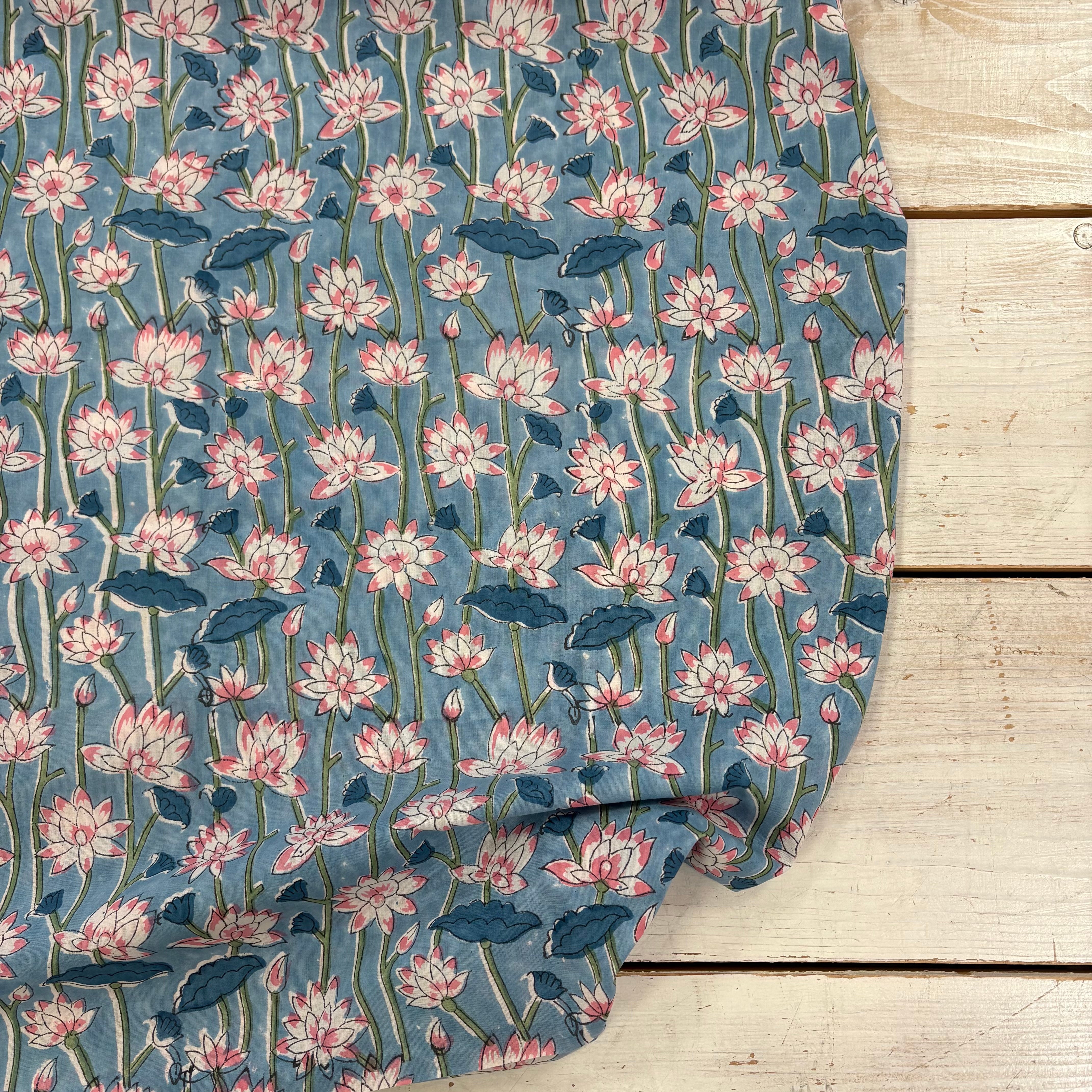 Indore Lotus block print Tex Ex 2949 Fabric