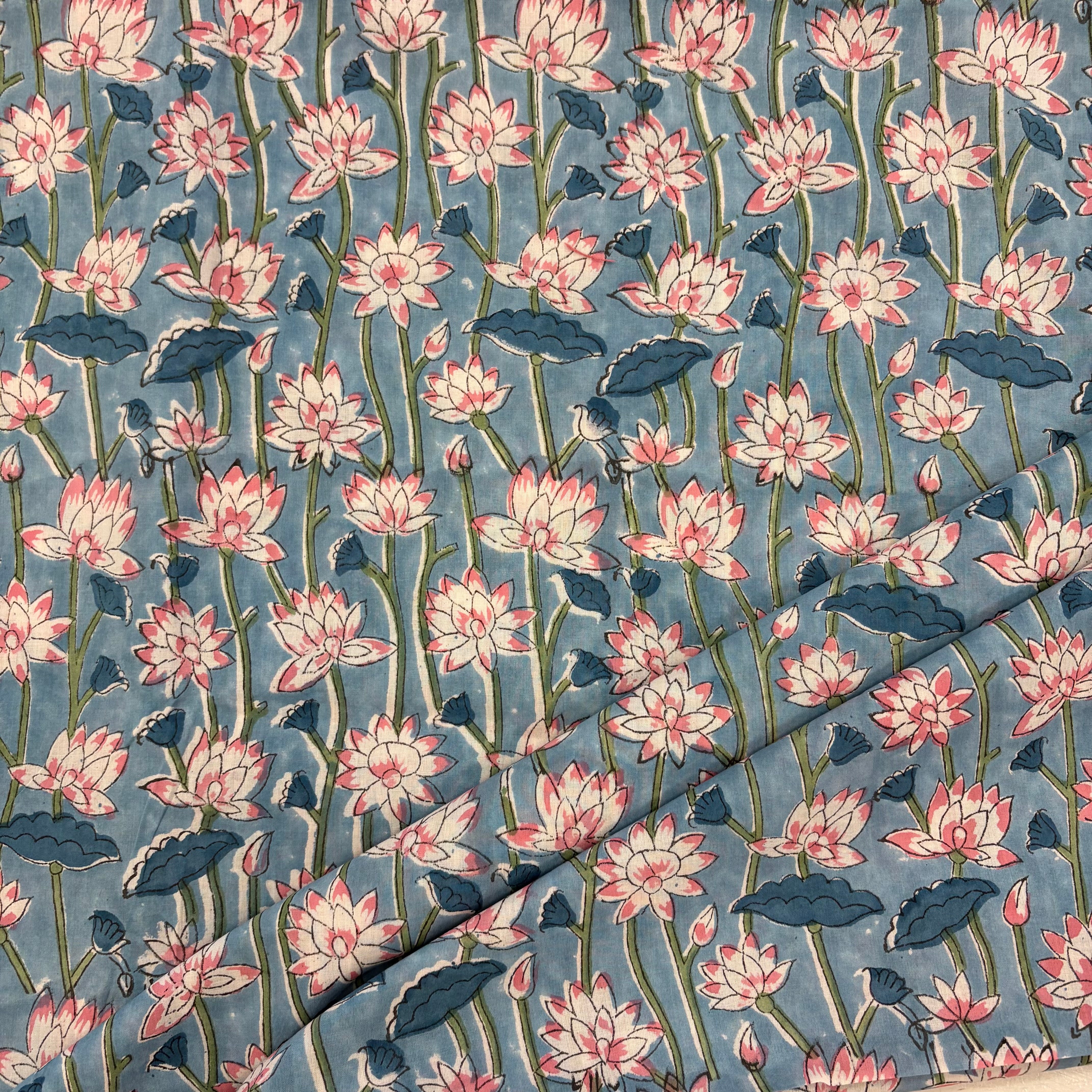 Indore Lotus block print Tex Ex 2949 Fabric Swatch