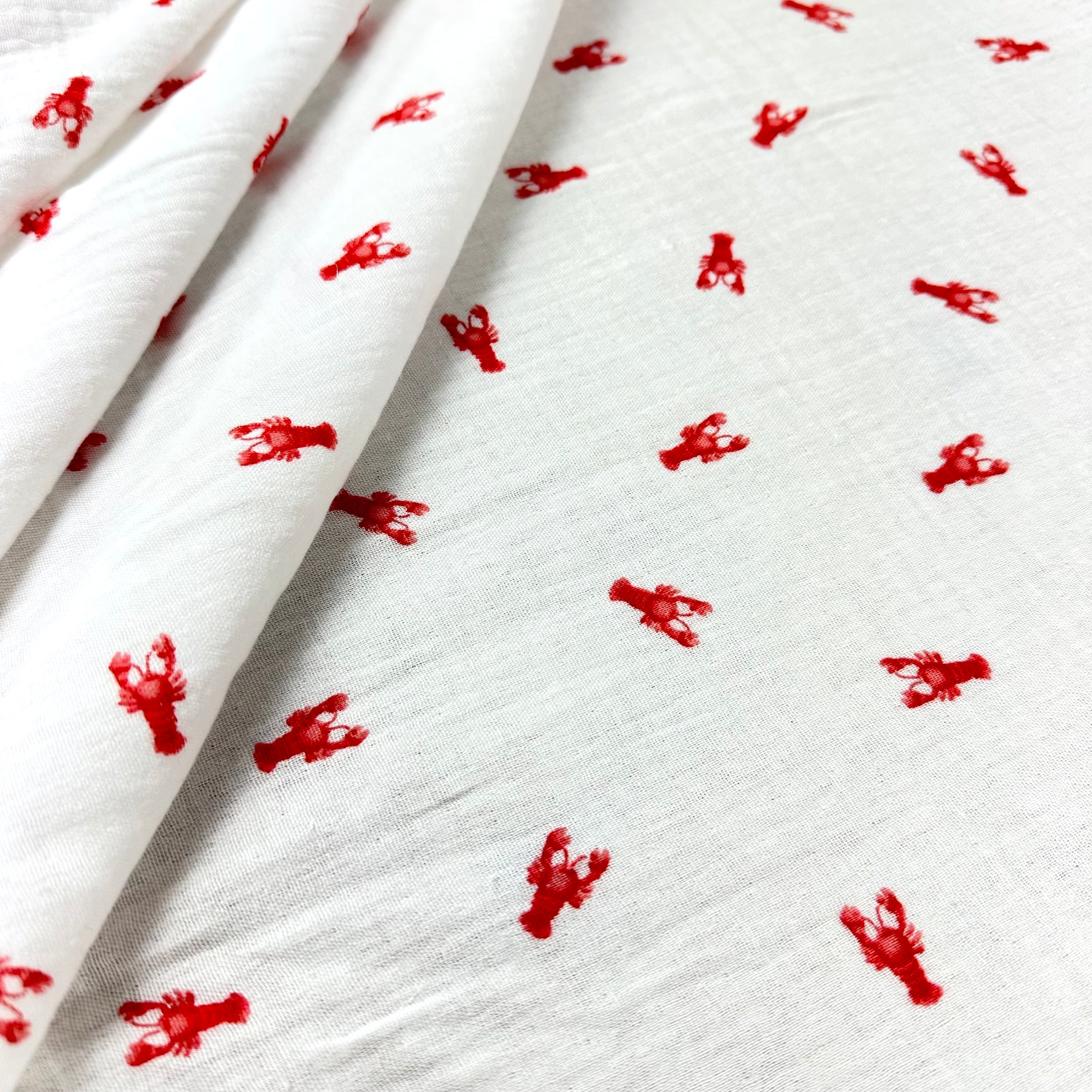 Lobster Double Muslin White T568 Fabric Folded