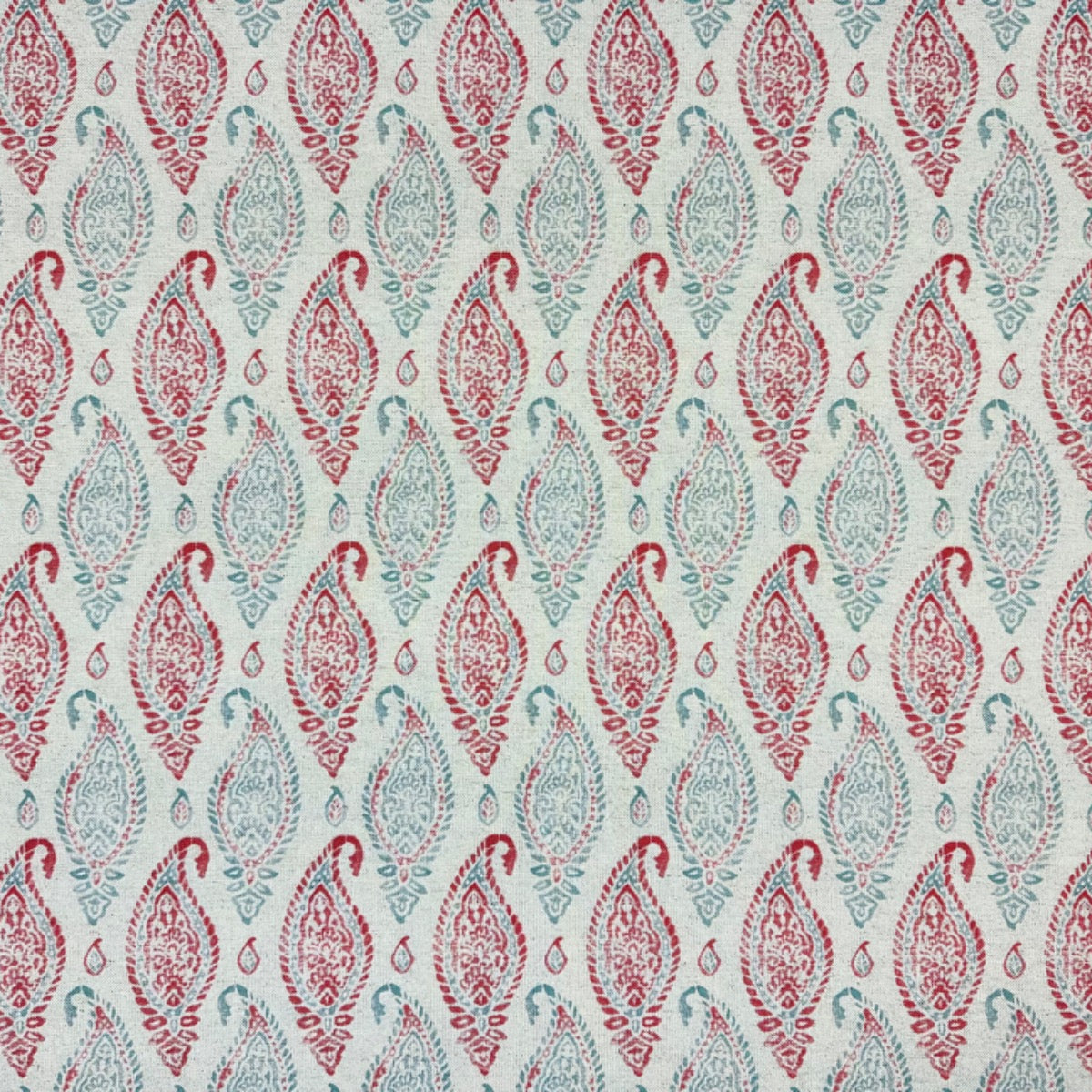 Prestigious Textiles Wollerton Poppy paisley cotton linen fabric from the Greenhouse collection