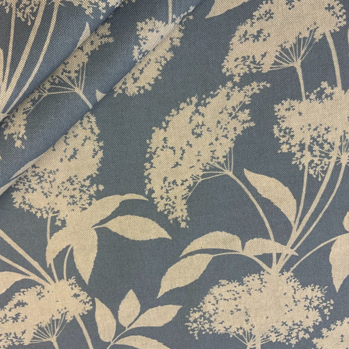 S184 Elderflower Blue Fabric Folded