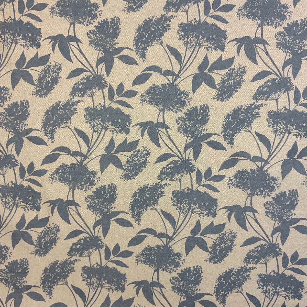 S188 Elderflower Oilcloth Natural Blue Fabric