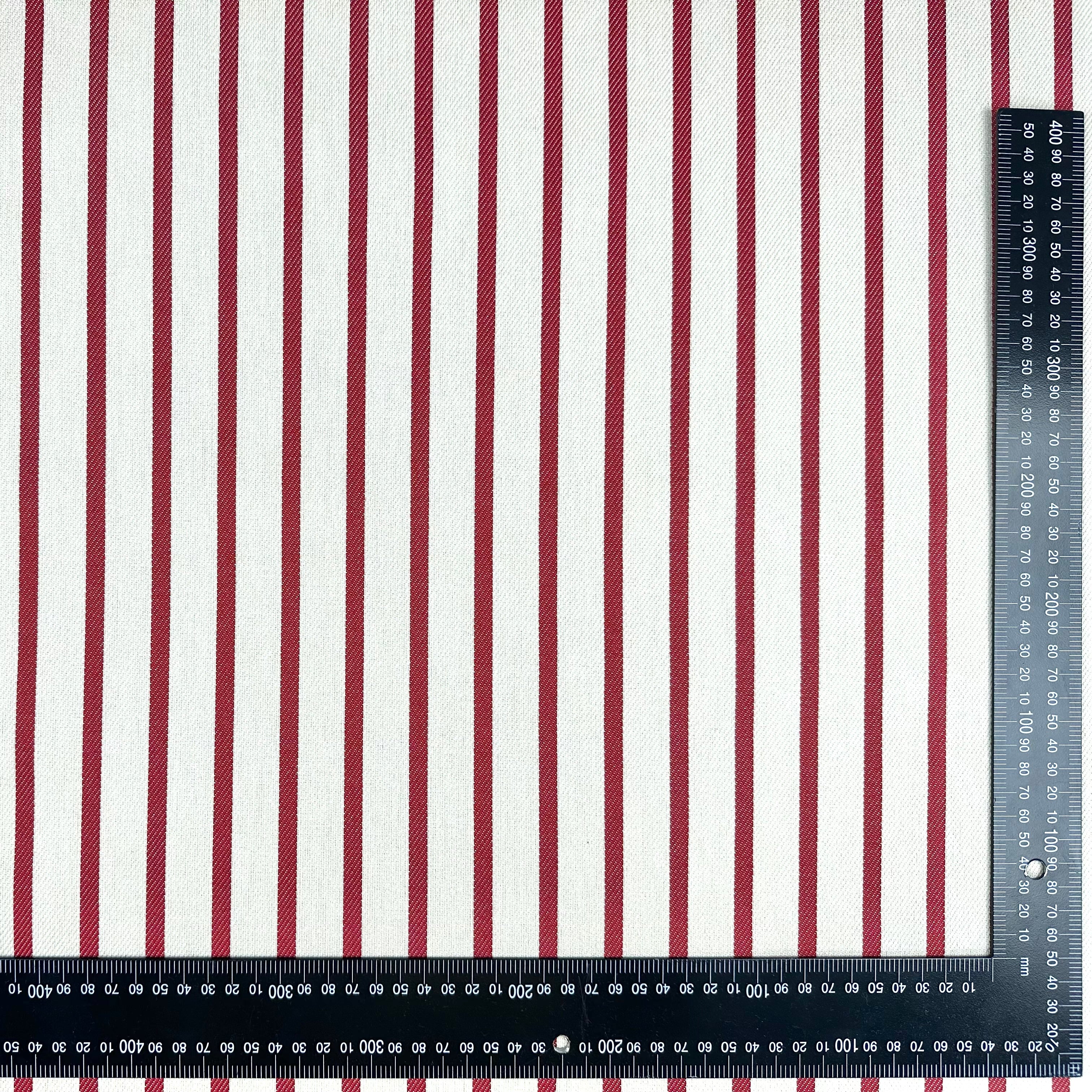 S293 Stain Resistant Stripe Red Fabric Scale