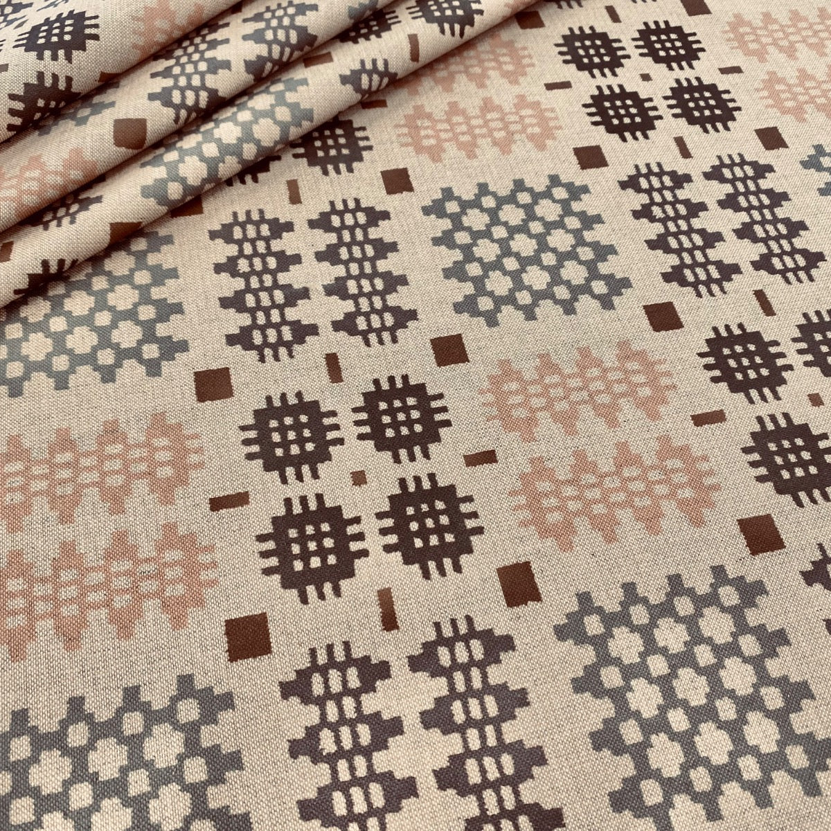 S49 Welsh Blanket Oilcloth Natural Wipeable Tablecloth Fabric Folded