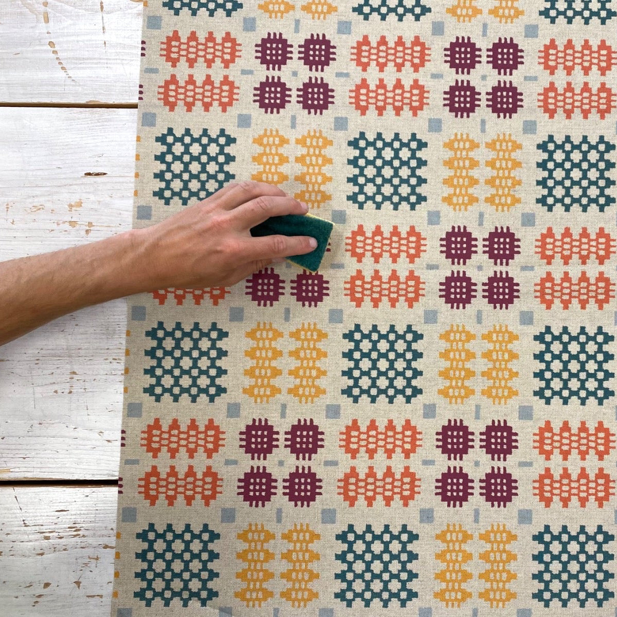 S51 Welsh Blanket Oilcloth Multi Wipeable Tablecloth Fabric