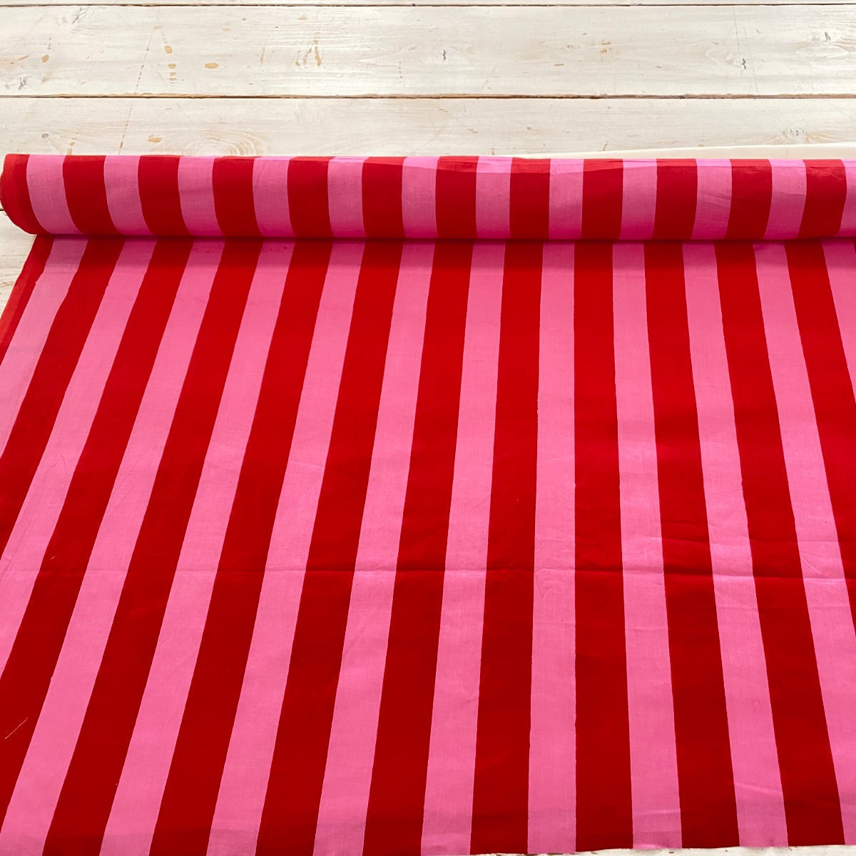 Strawberry Stripe Indian Print Tex ex 2916 Fabric Folded Full Width