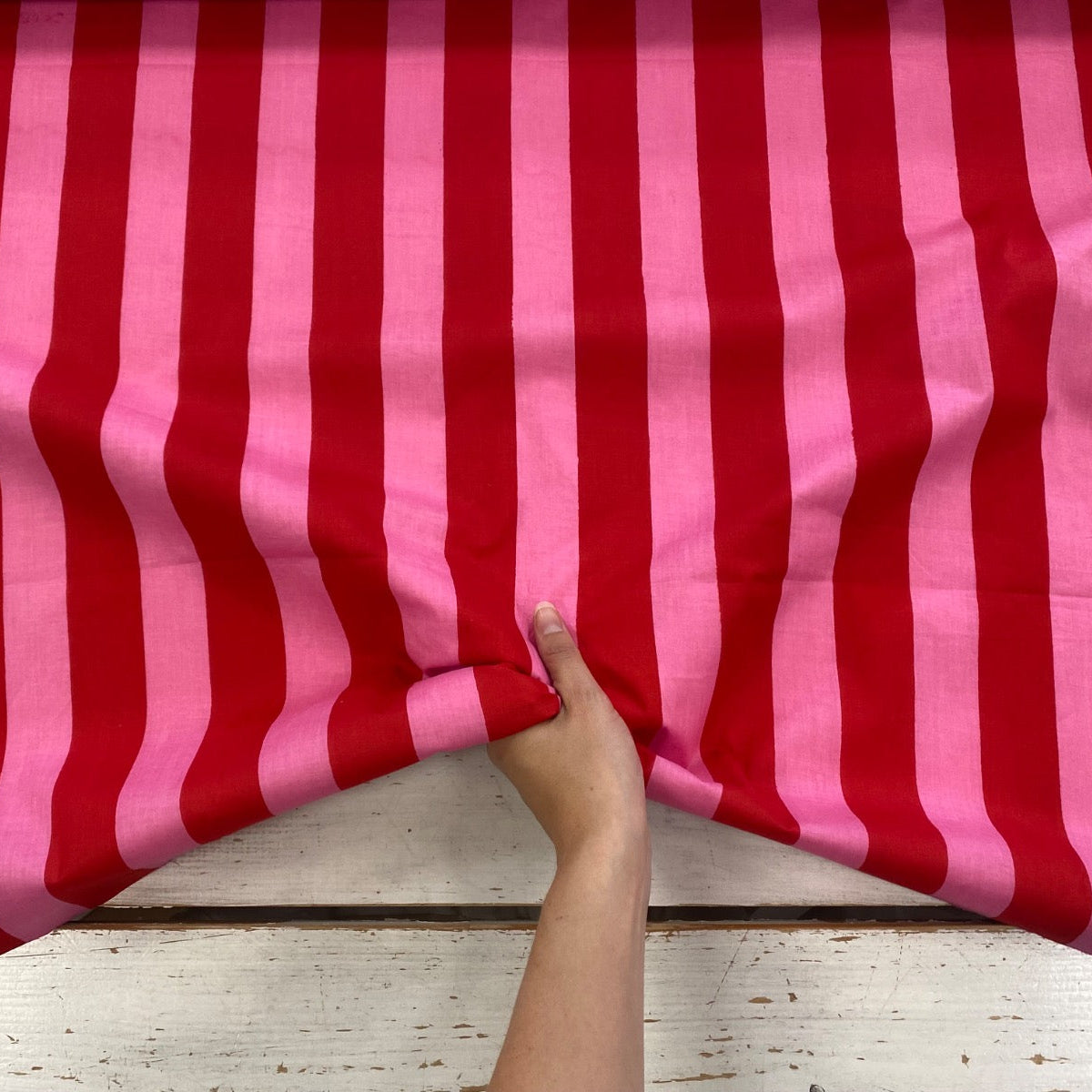 Strawberry Stripe Indian Print Tex ex 2916 Fabric Scale