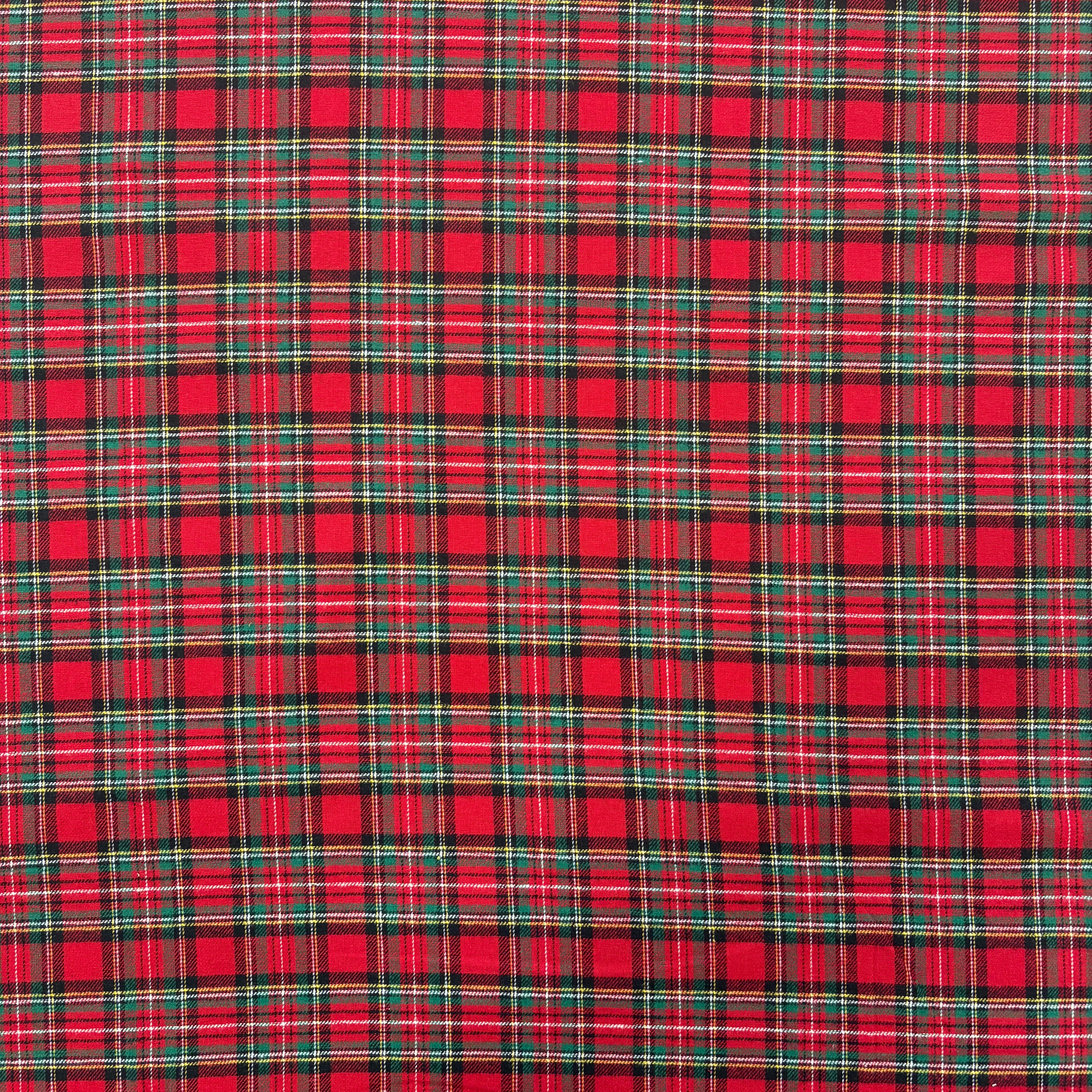 T573 Brushed Cotton Tartan Red Fabric Swatch