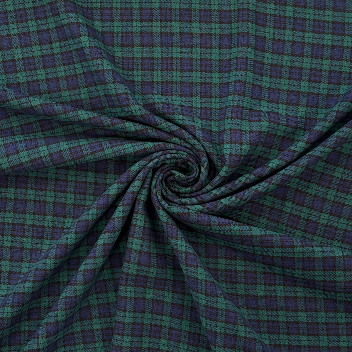 T575 Brushed Cotton Tartan Navy Fabric Gathered