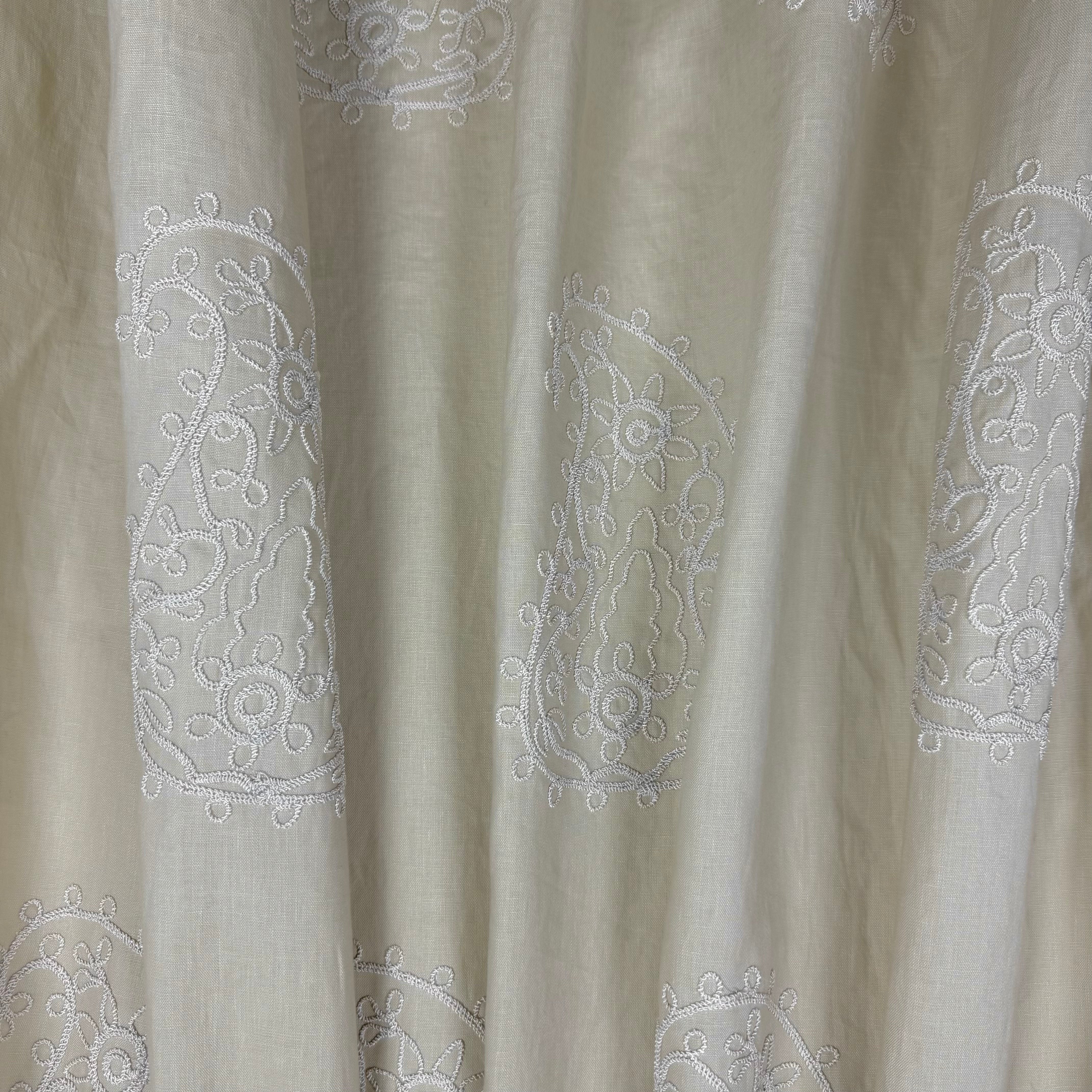 Tex Ex 2936 Embroidered Paisley Linen Natural Fabric