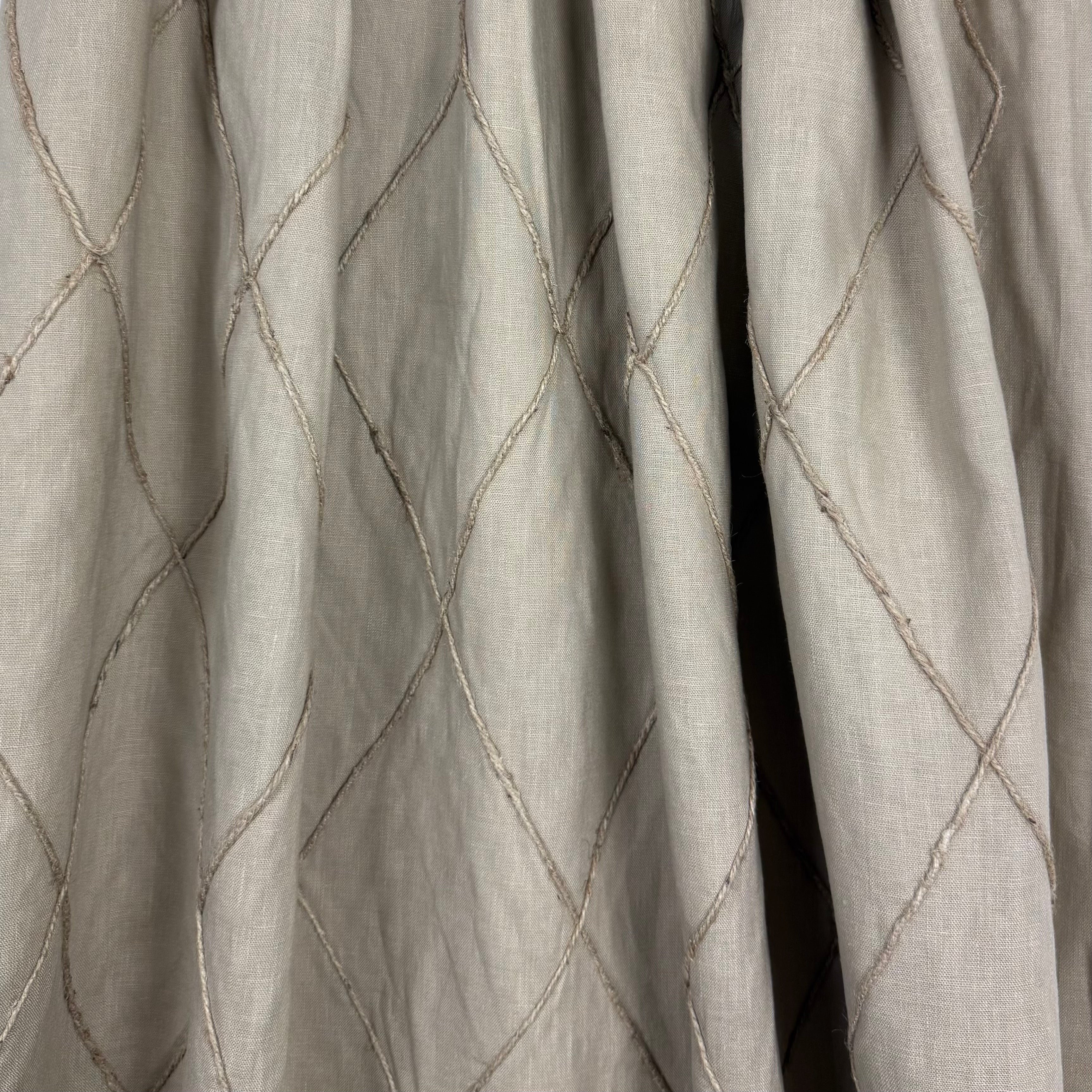 Tex Ex 2939 Embroidered Diamond Trellis Linen Natural Gathered