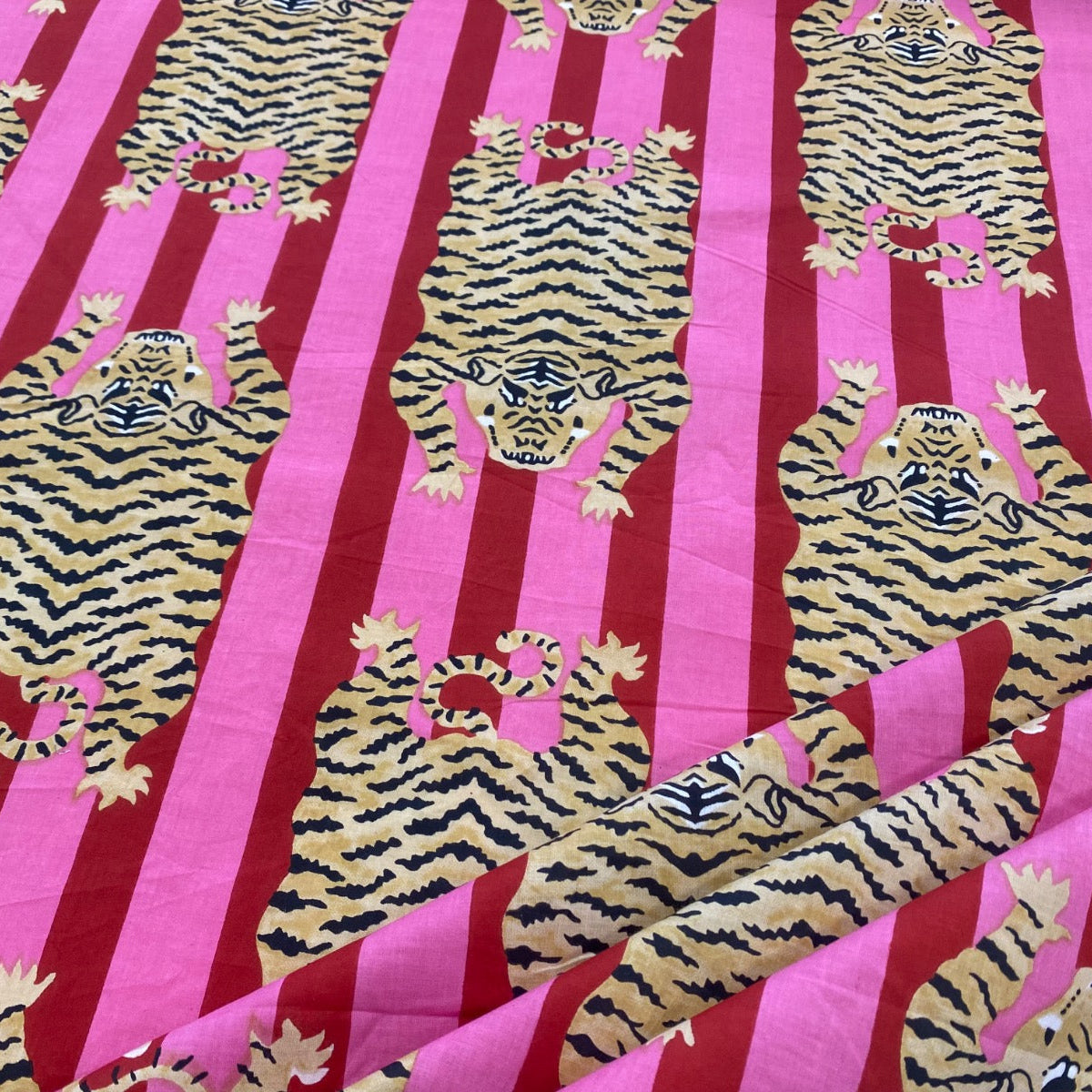 The Tiger Stripe Indian Print Candy Tex Ex 2914 Fabric Folded