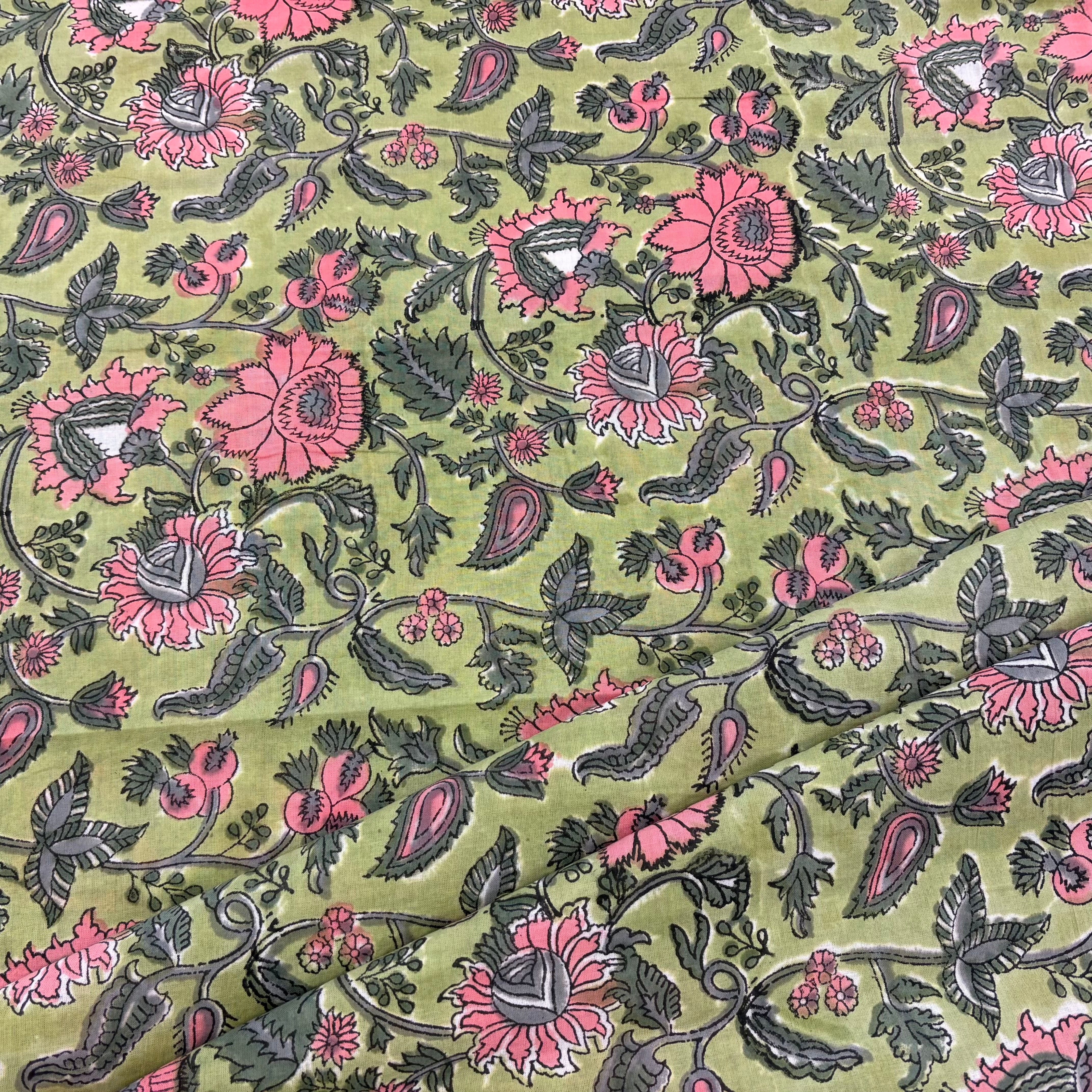 The Trailing Rajasthan Flower Block Print Tex Ex 2947 Fabric Swatch