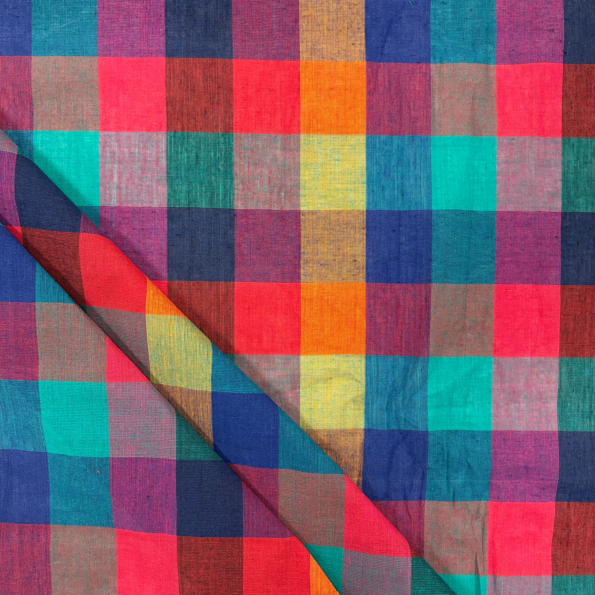 Woven Rainbow Block Gingham Tex Ex 2975 Fabric folded