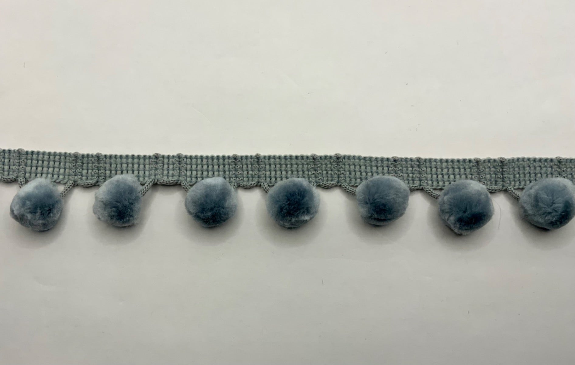 Light Grey Velvet Pom Pom Trim