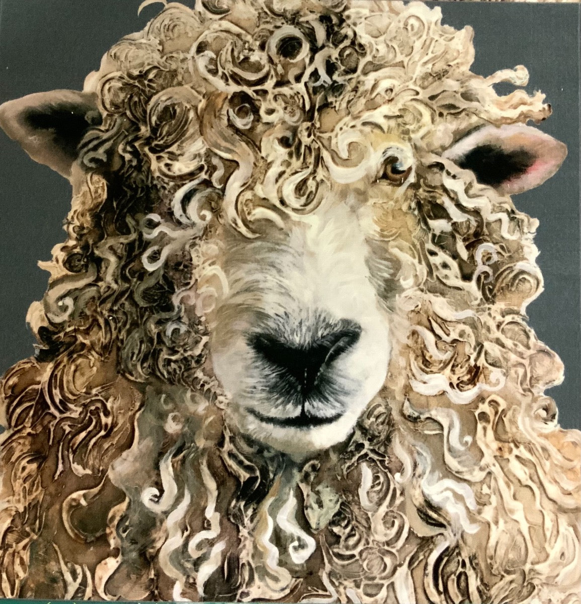 Grey Longwool Ram shimmer Velvet Cushion Panel
