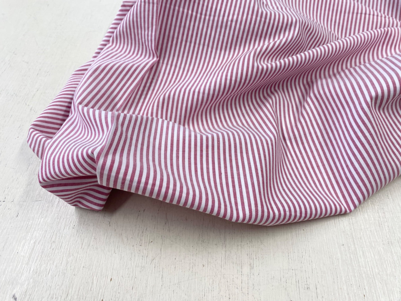 C762 Woven Cotton Stripe Raspberry