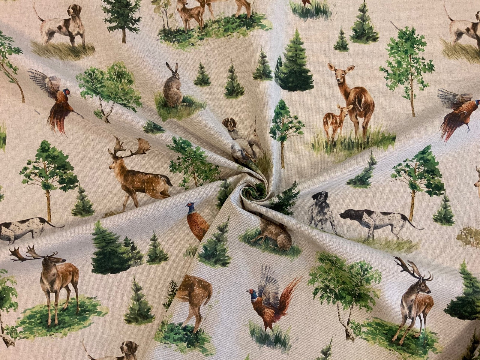 Woodland Animals T349 Linen Green