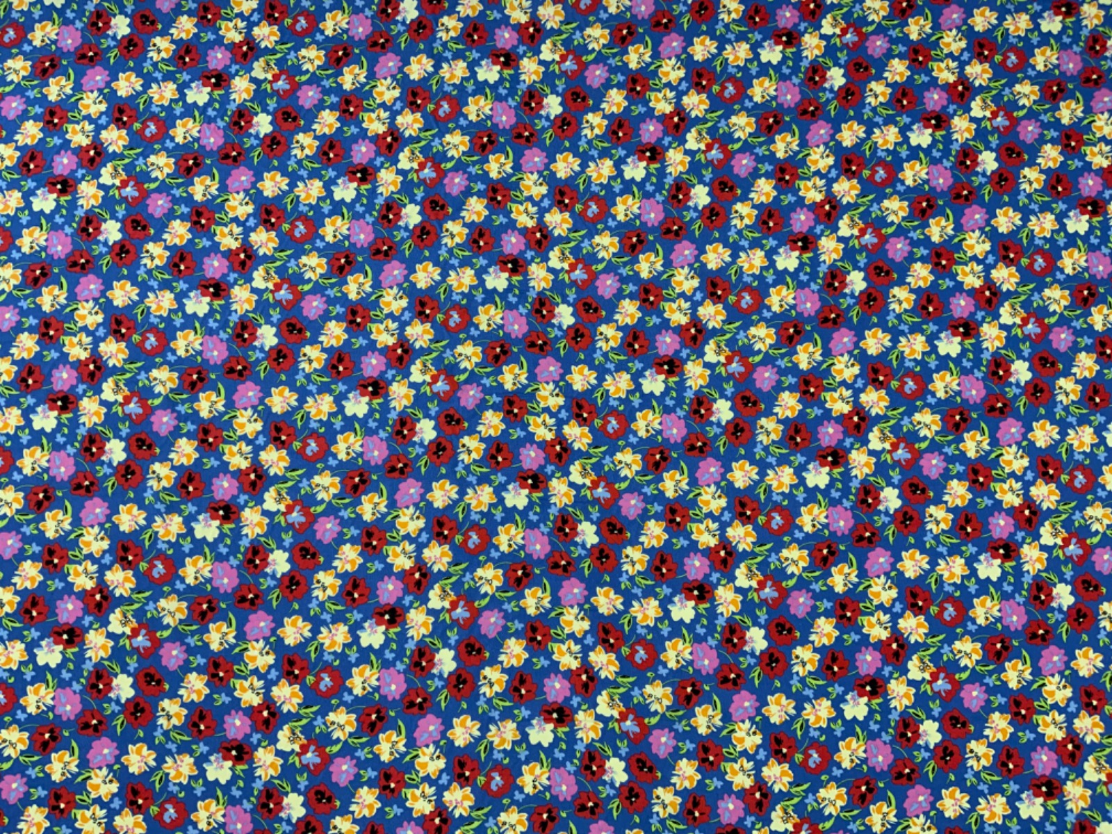 Happy Flowers Viscose Blue Multi F291