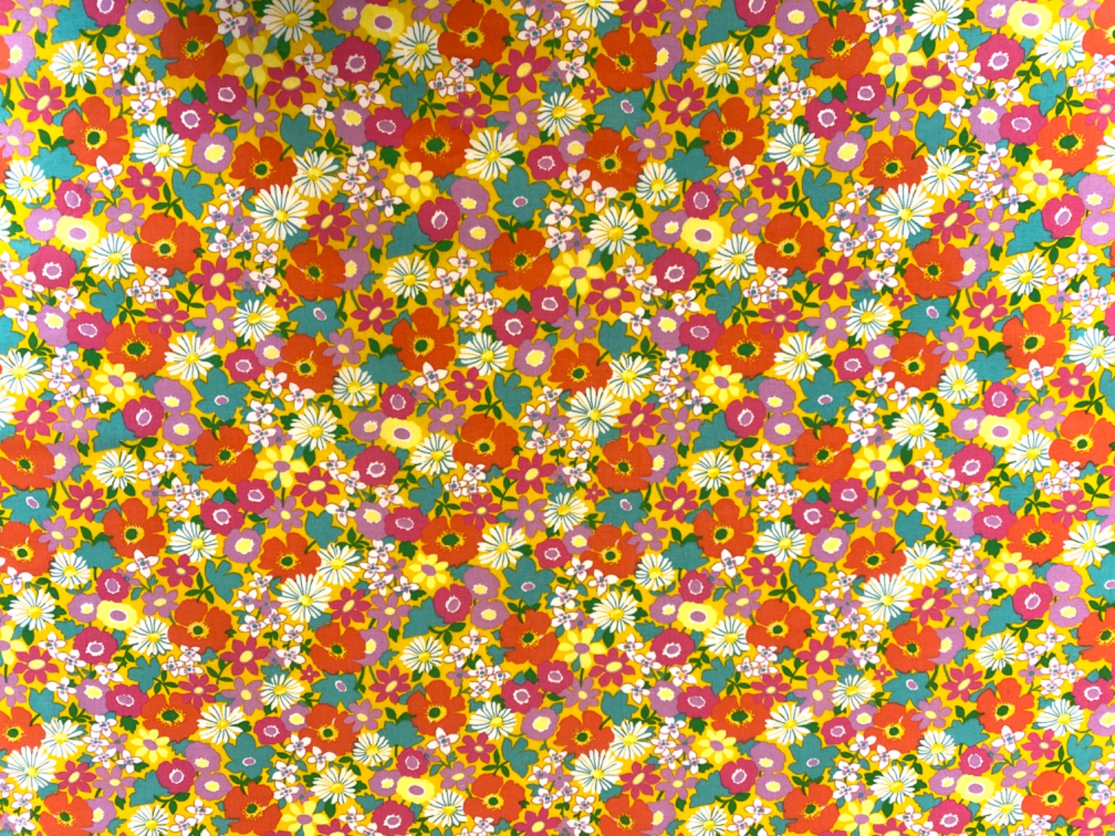 H315 Seventies Flower Cotton Sunshine