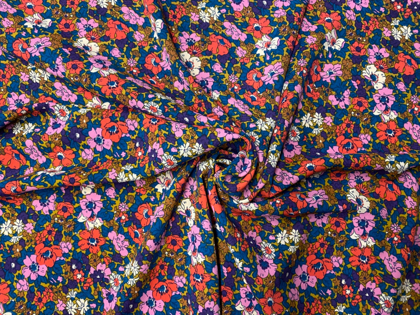 F341 Lizzie Flowers Soft Drape Mustard