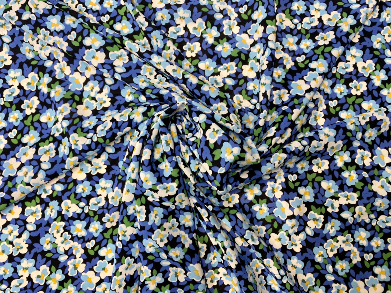 F338 Inky Flowers Soft Drape Blue