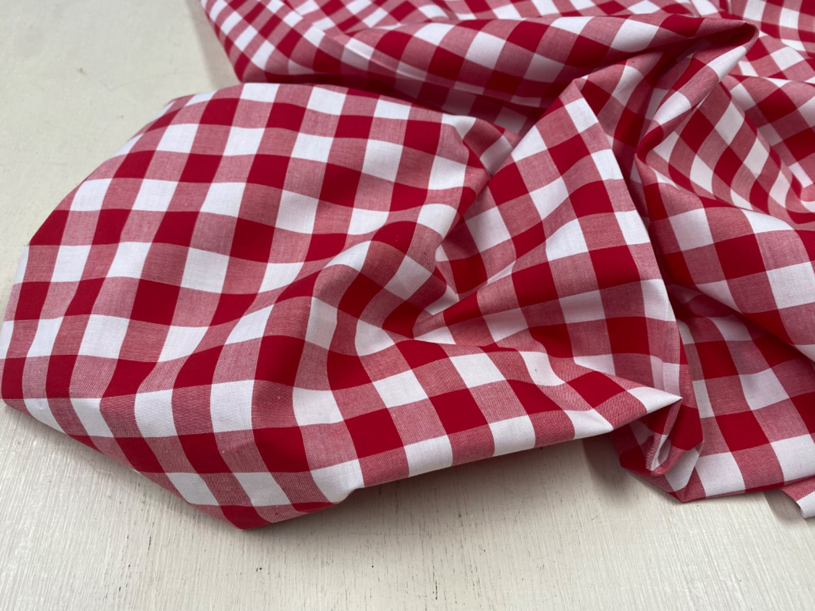 C744 17mm Red Woven Cotton Gingham