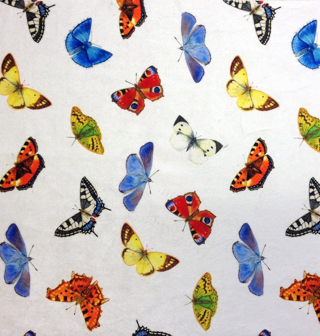 British Butterflies White Velvet Cushion Panel