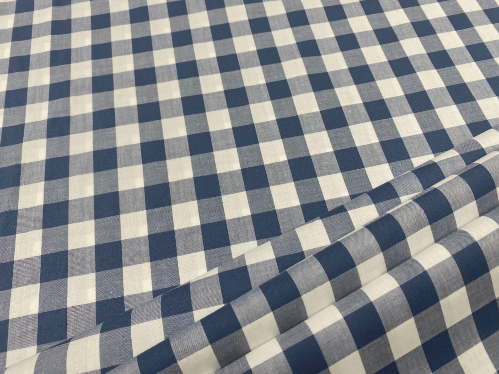 C747 17mm Denim Blue Woven Cotton Gingham