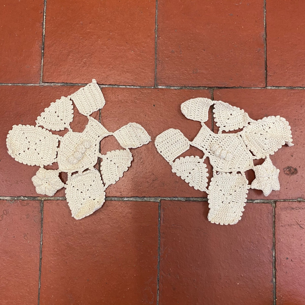 Pair Of Butterfly Crochet Applique Cappuccino