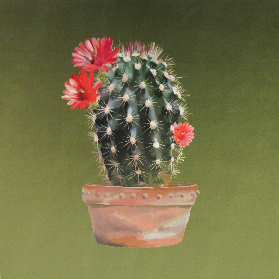 Velvet Cushion Panel Cactus Olive