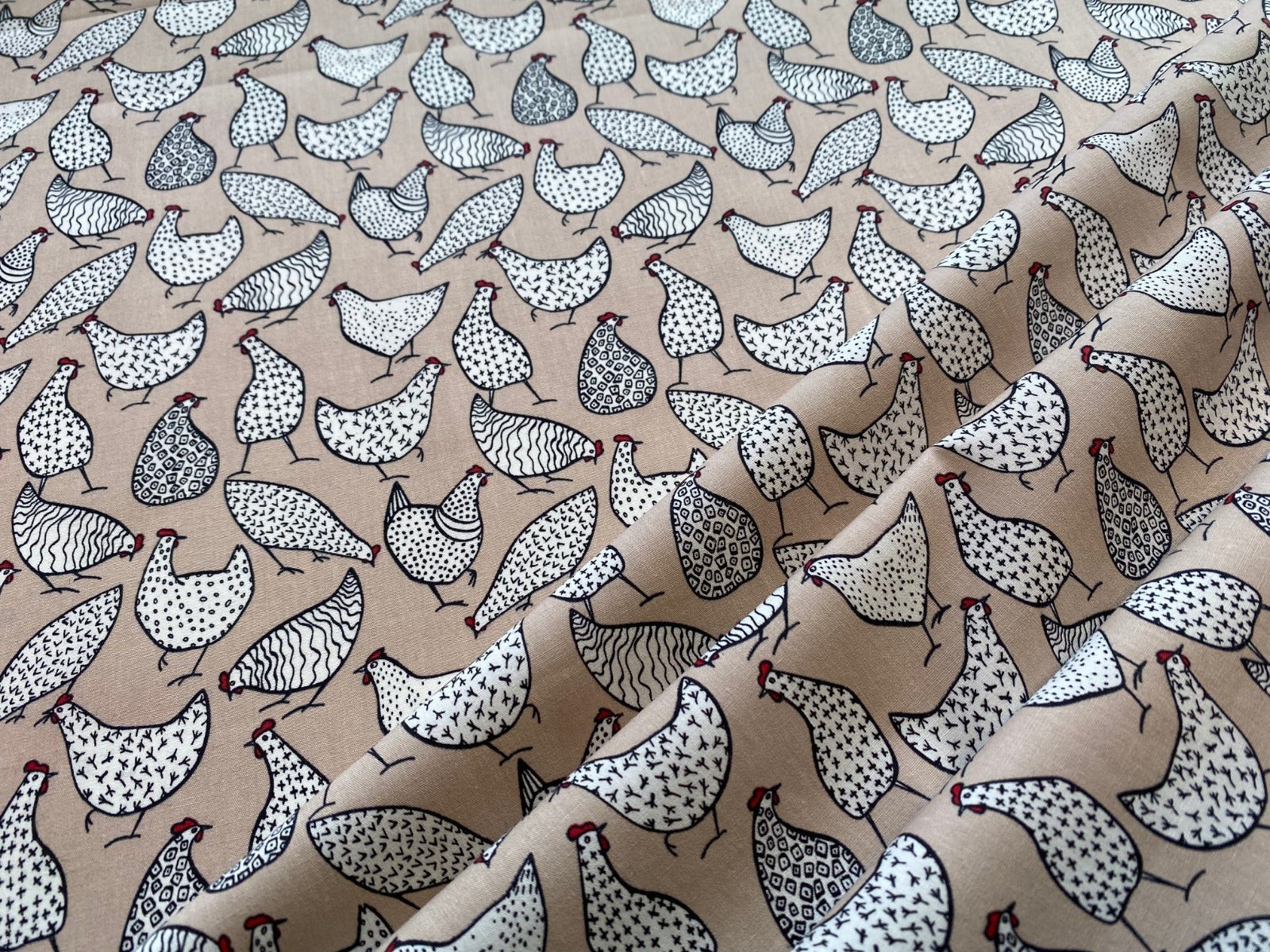 Mrs Chicken Cotton Poplin Beige C527