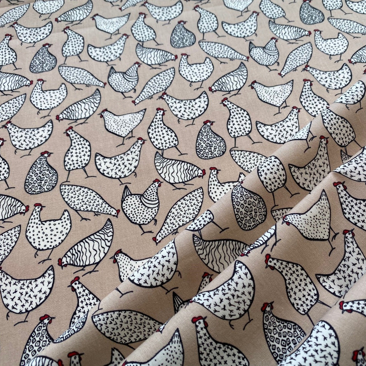Mrs Chicken Cotton Poplin Beige C527