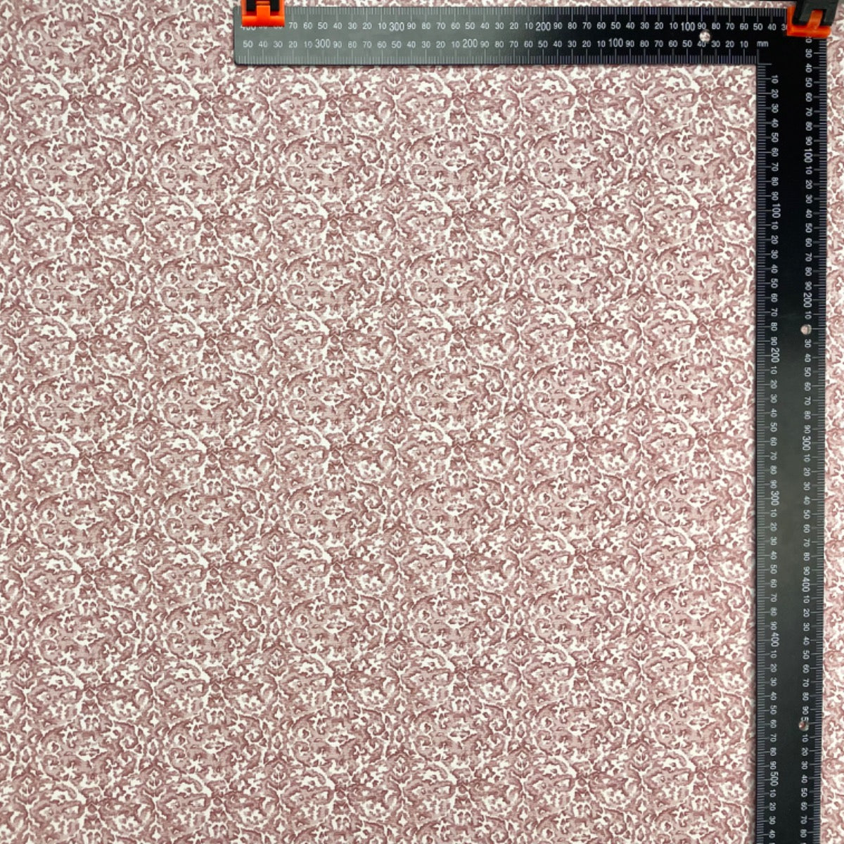 Clarke & Clarke Swinley Blush pink damask style cotton curtain fabric.