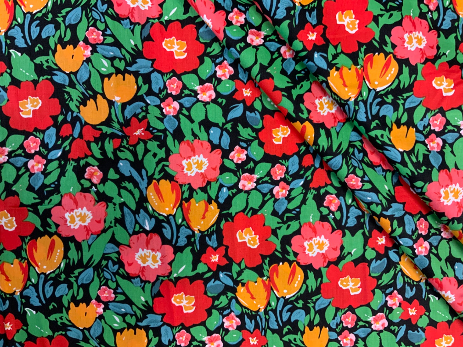 Freya Floral Cotton Lawn Black Tex Ex 2652