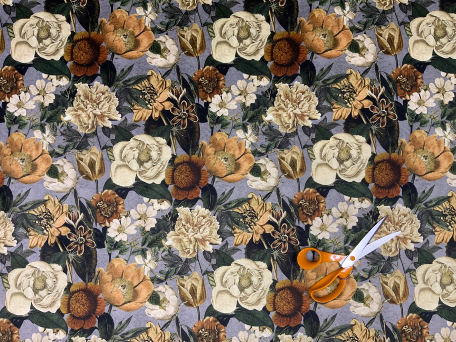 Tex Ex 2677 Antique Flower Velvet Grey