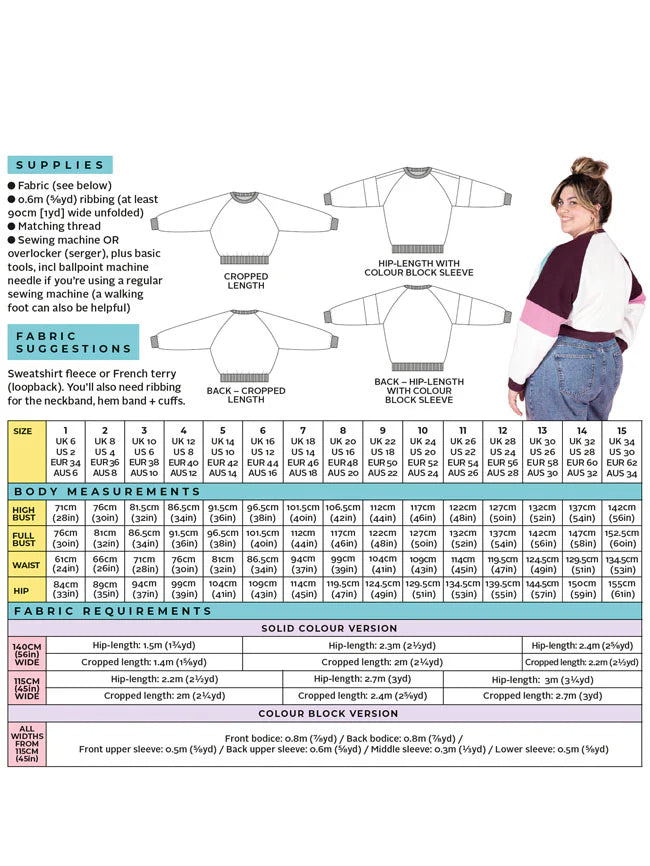 Tilly And The Buttons Drew Raglan Sweatshirt