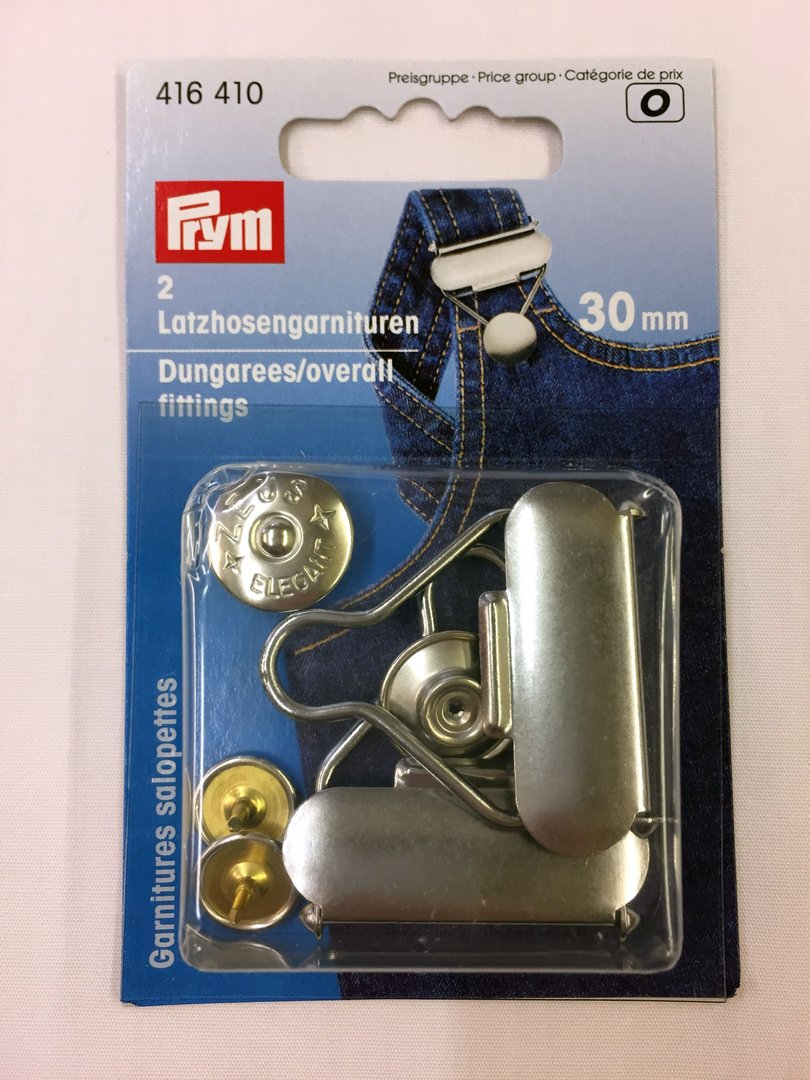 Prym Dungaree/Overall Fittings Silver 30mm 1 Pair
