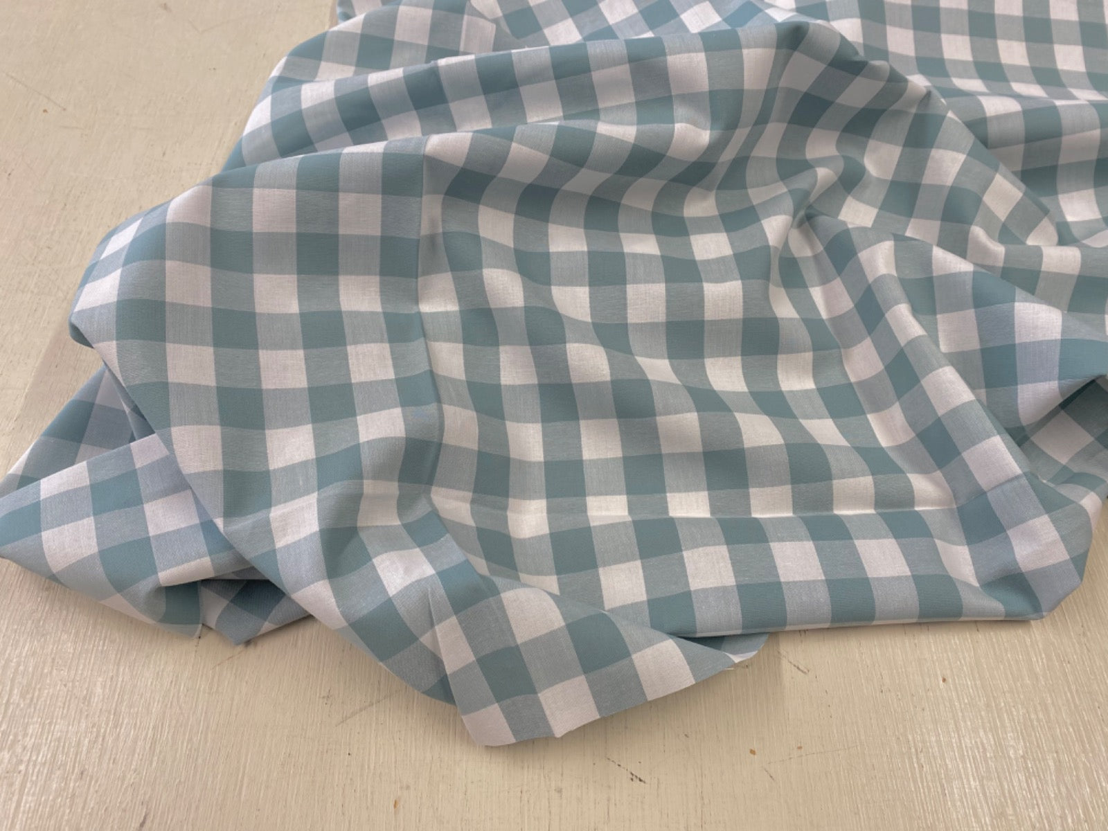 C760 17mm Woven Cotton Gingham Duck Egg