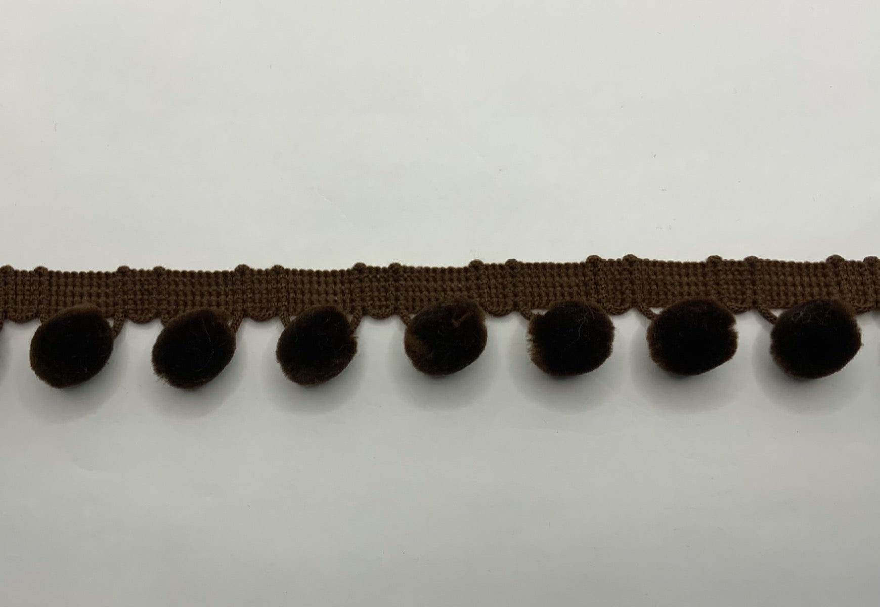 Brown Velvet Pom Pom Trim