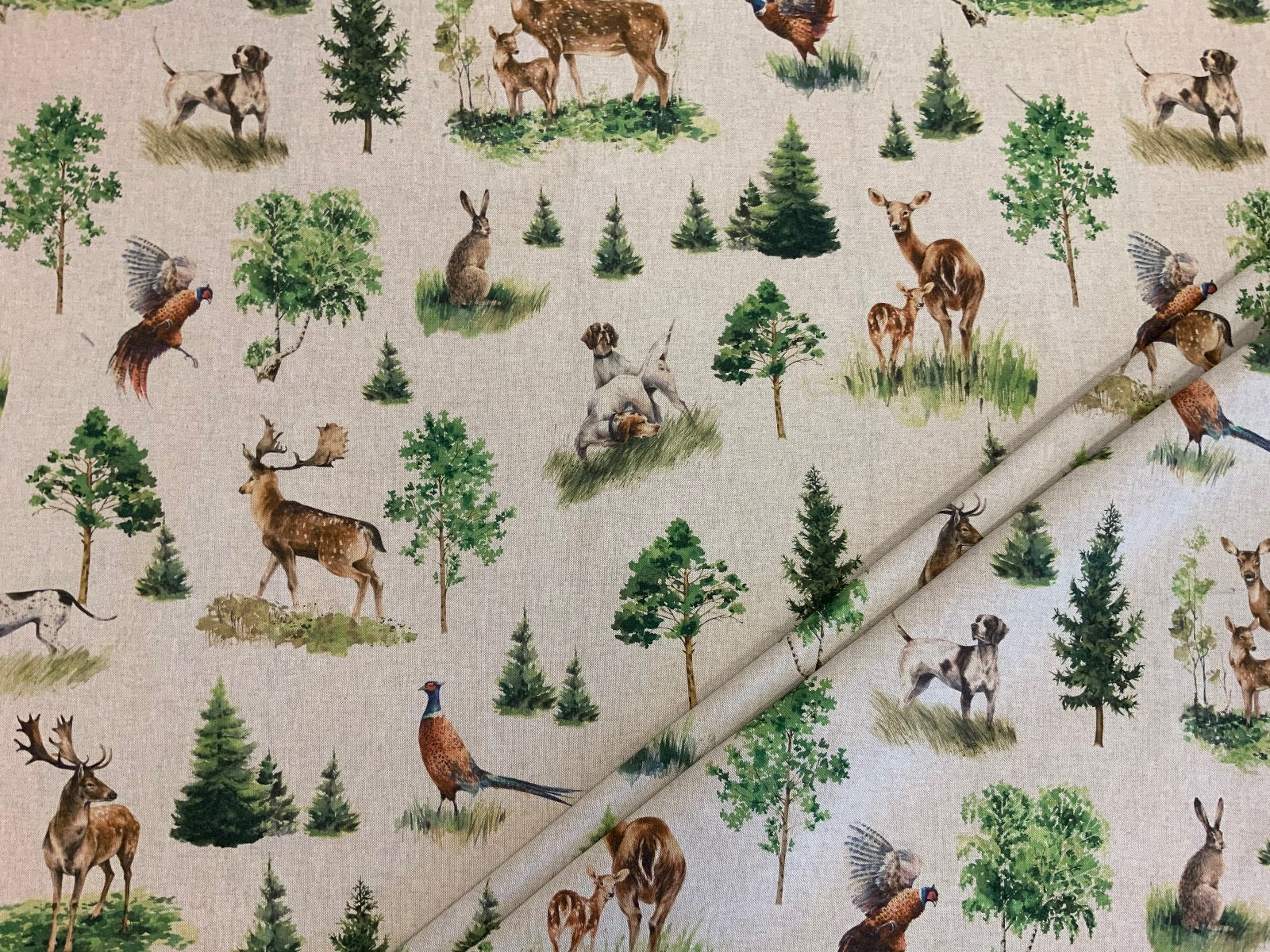 Woodland Animals T349 Linen Green