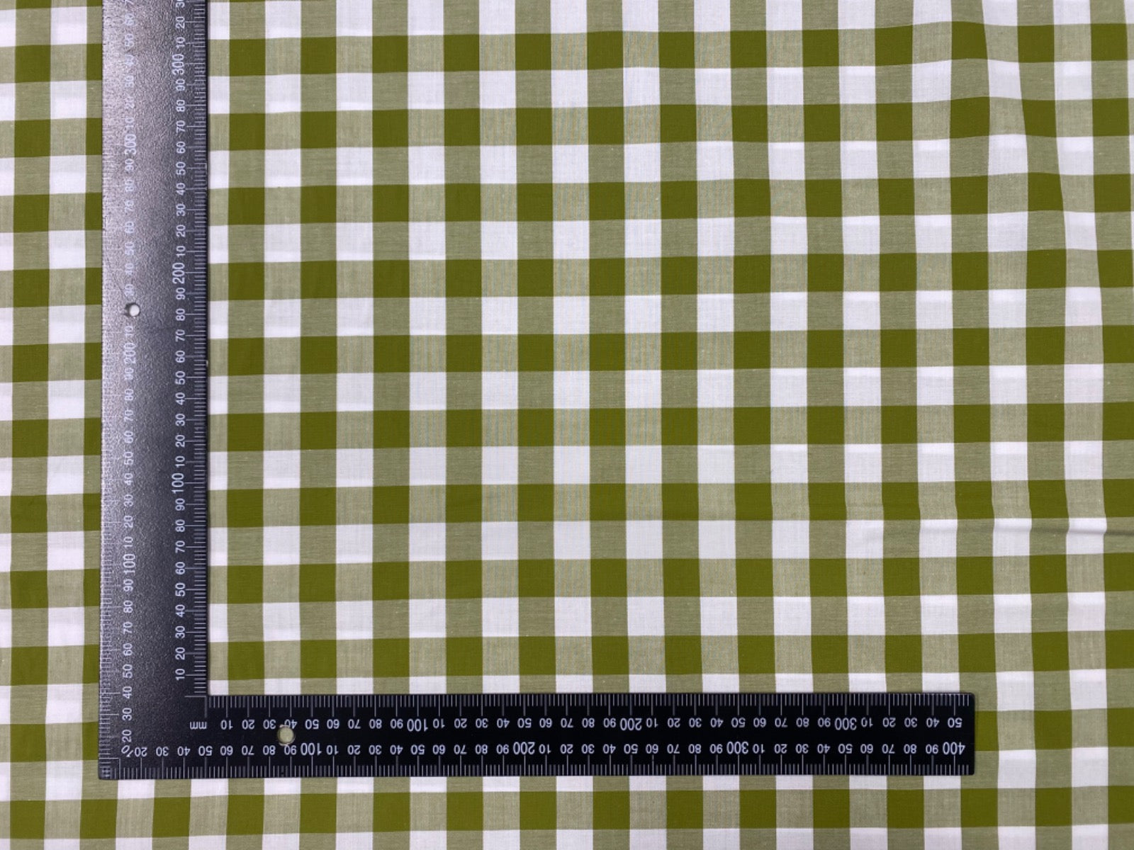 C746 17mm Green Olive Woven Cotton Gingham