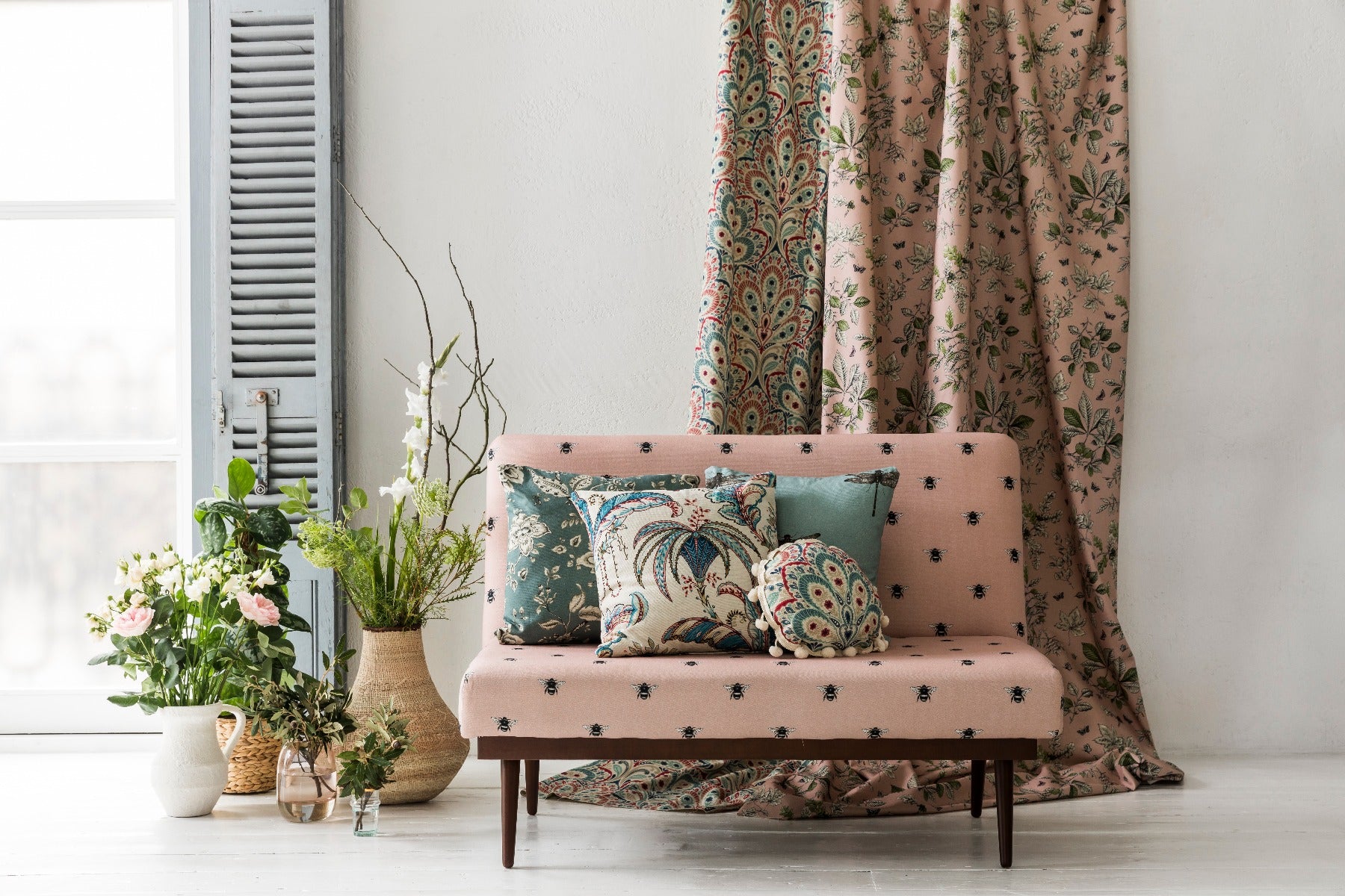 Clarke & Clarke Persia Denim Raspberry