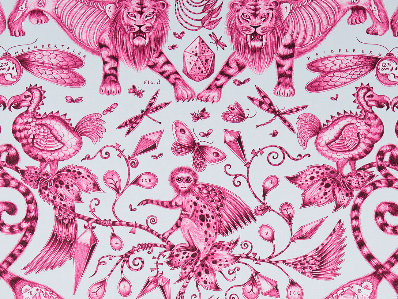 Clarke & Clarke Extinct Magenta