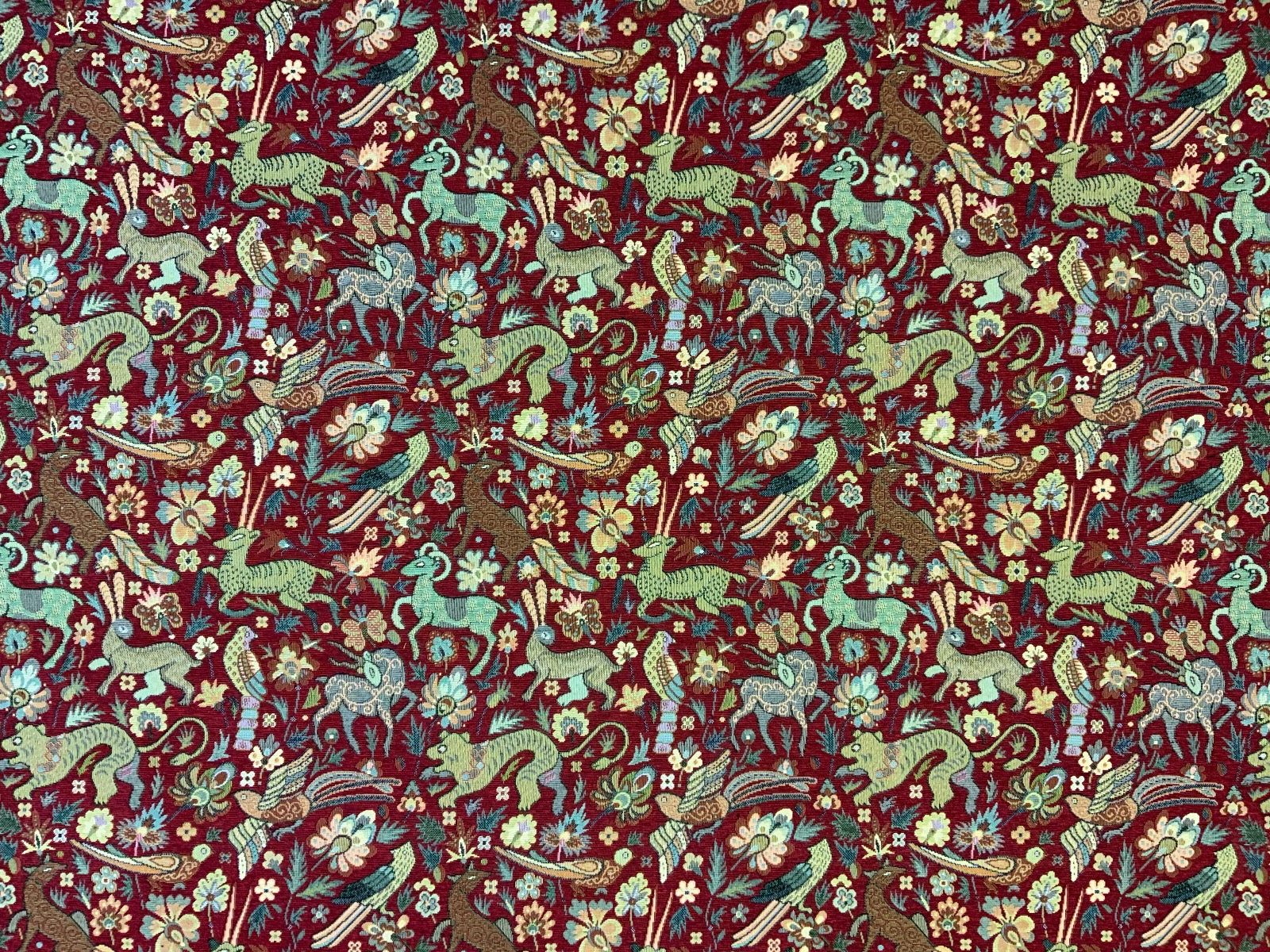 S211 Tudor Woodland Animals Tapestry Red/ Multi