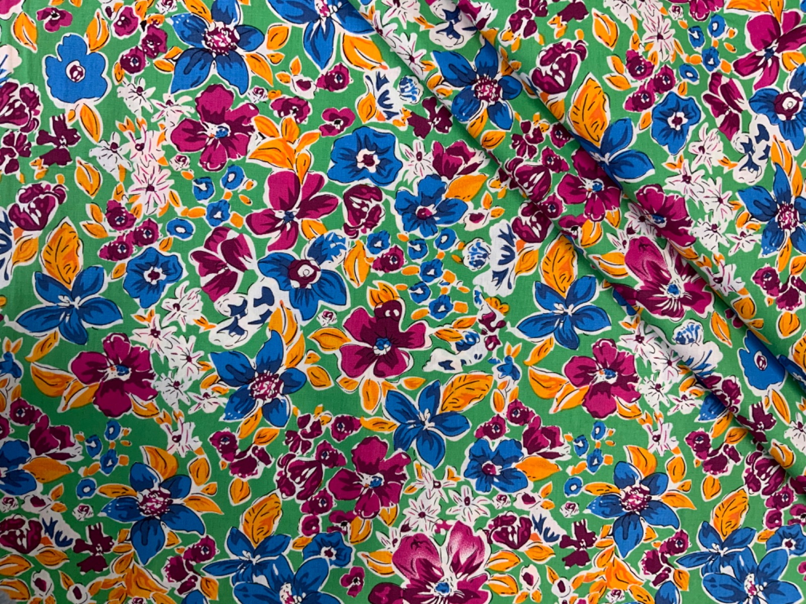 Ava Floral Cotton Lawn Green Tex Ex 2651