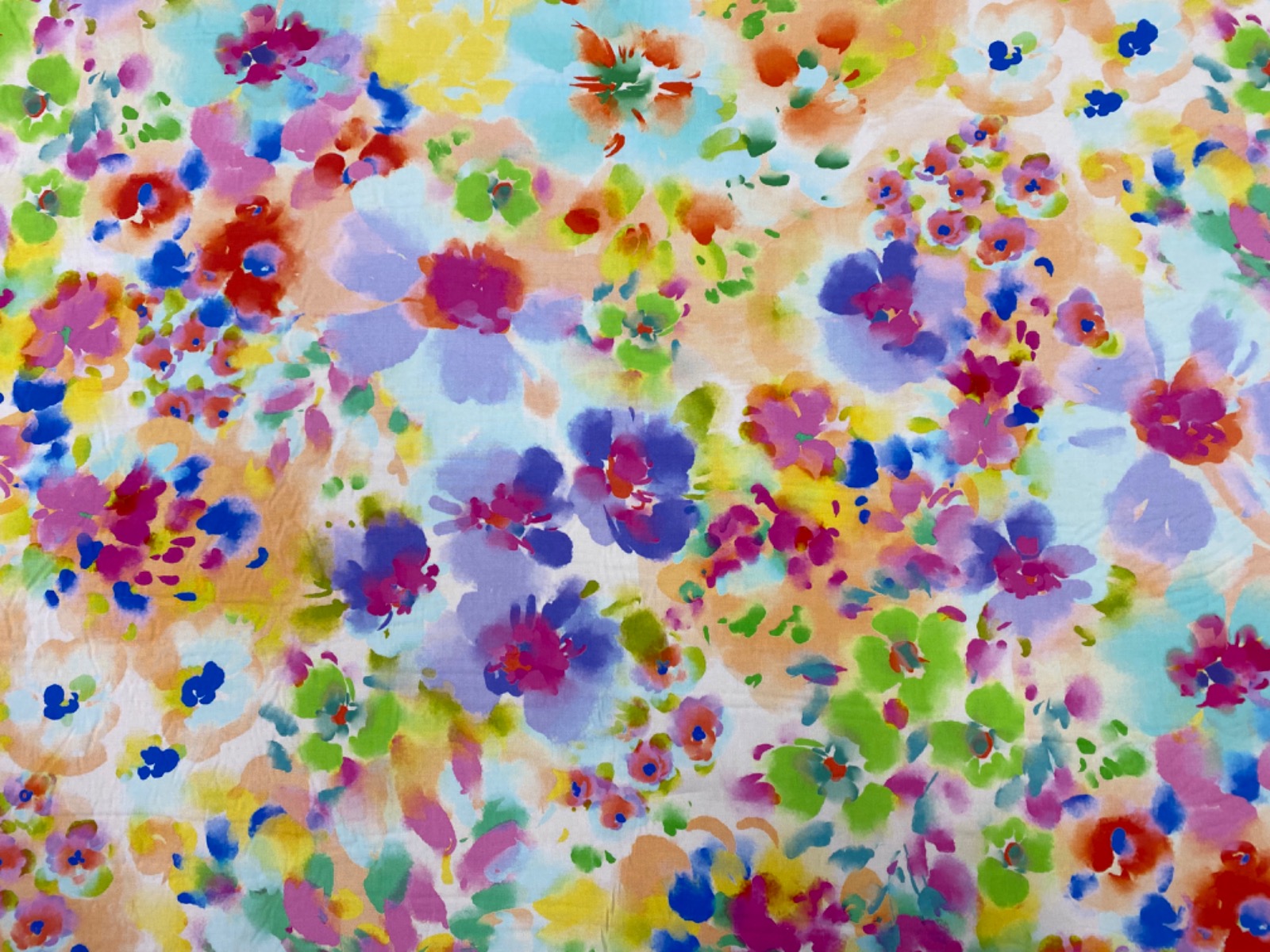 Watercolour Flowers Stretch Viscose Multi W42