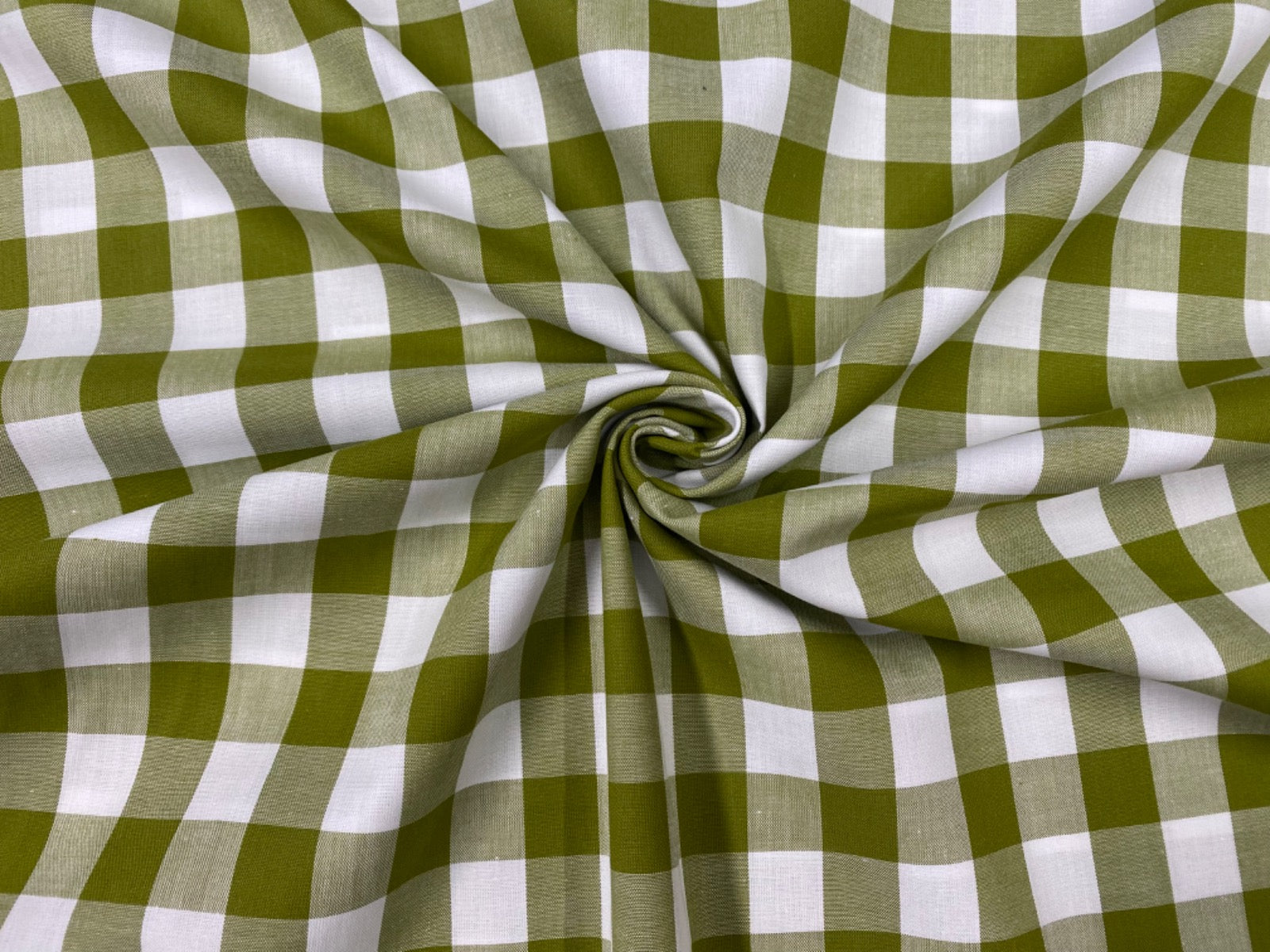 C746 17mm Green Olive Woven Cotton Gingham