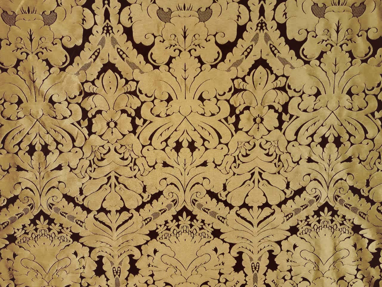 Faux Silk Damask Black Gold