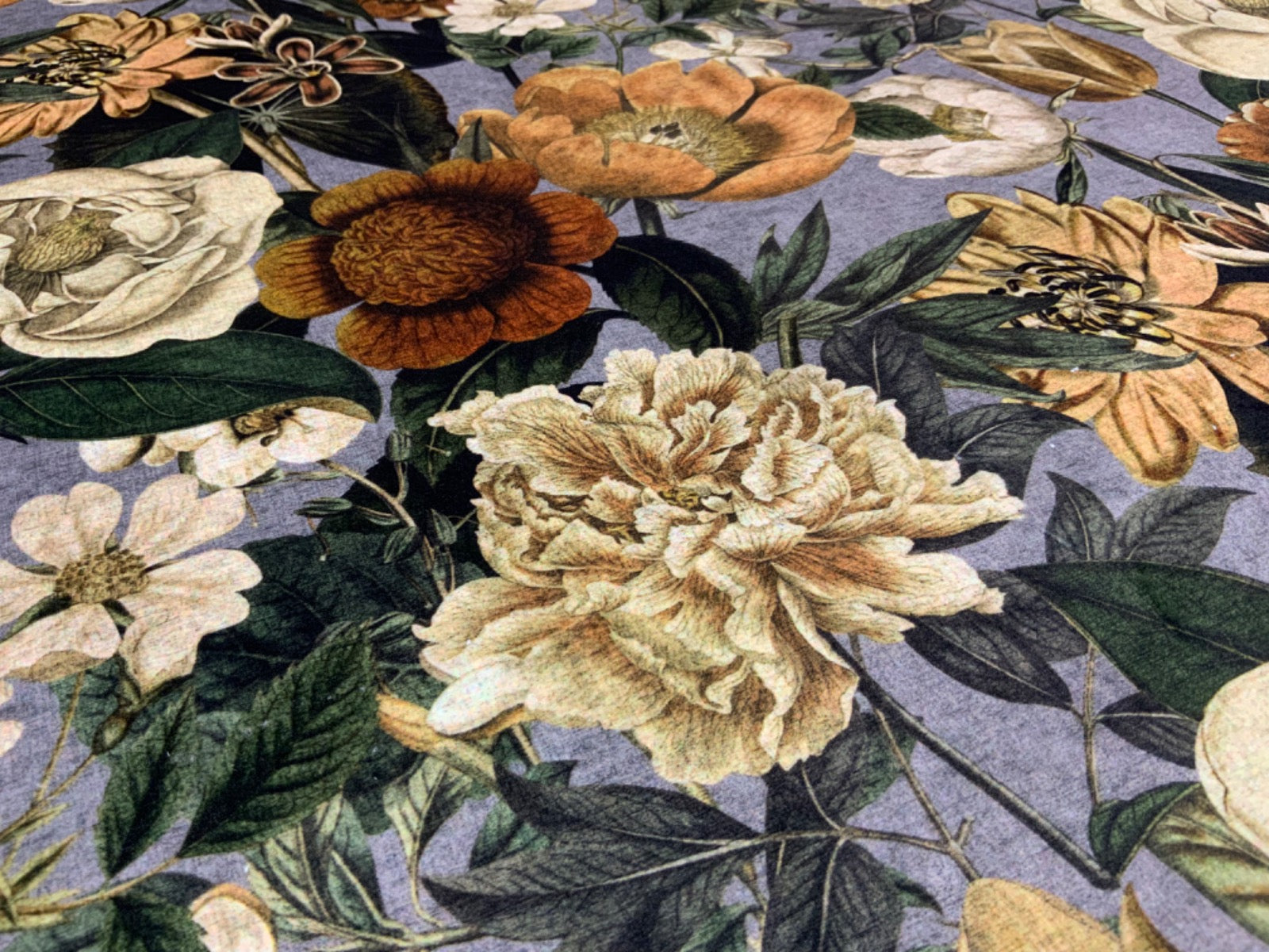 Tex Ex 2677 Antique Flower Velvet Grey